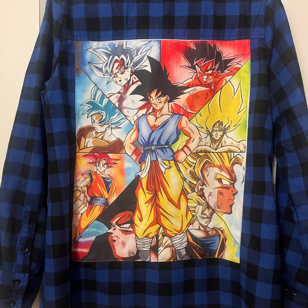 Dragon Ball Z Goku custom Plaid Button-Up Shirt
